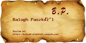 Balogh Paszkál névjegykártya